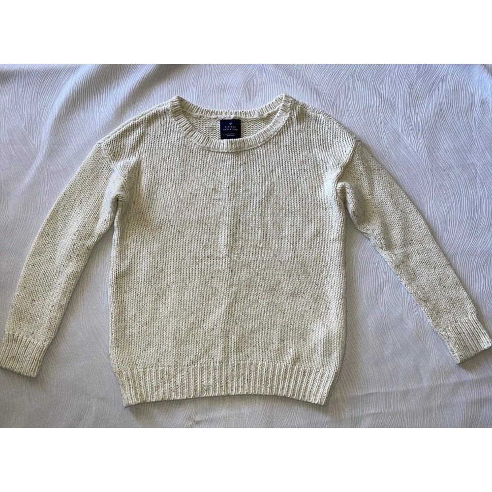 American Eagle Vintage Boyfriend Cream Knit Sweater